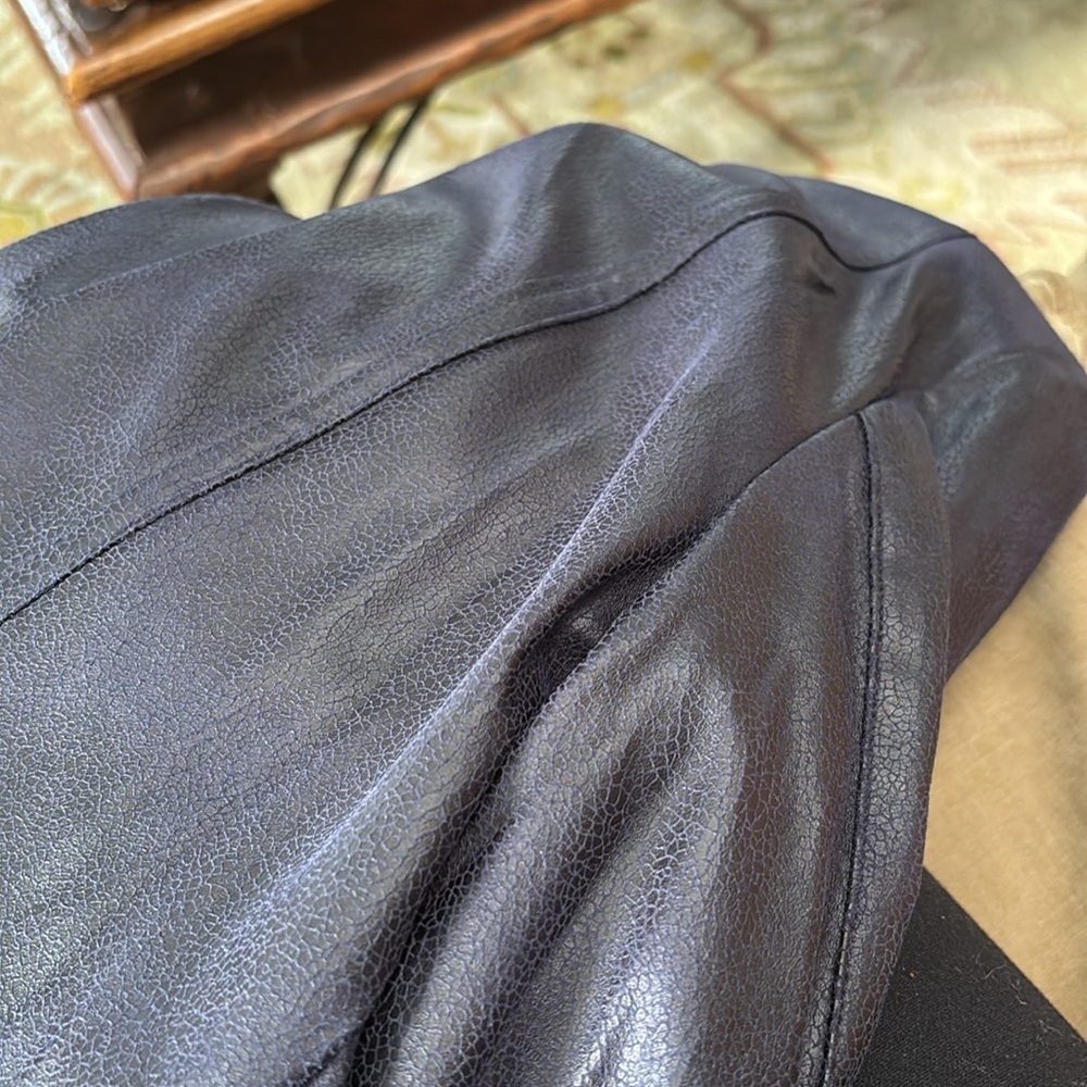 Insight New York Faux Leather Biker Jacket Deep Navy 10 - Picture 7 of 7